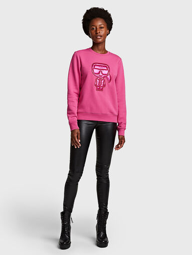 Cotton sweatshirt with textured logo - 5