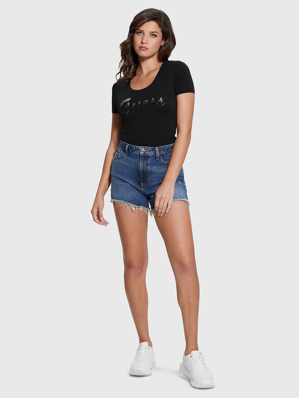 Black T-shirt with rhinestones - 2