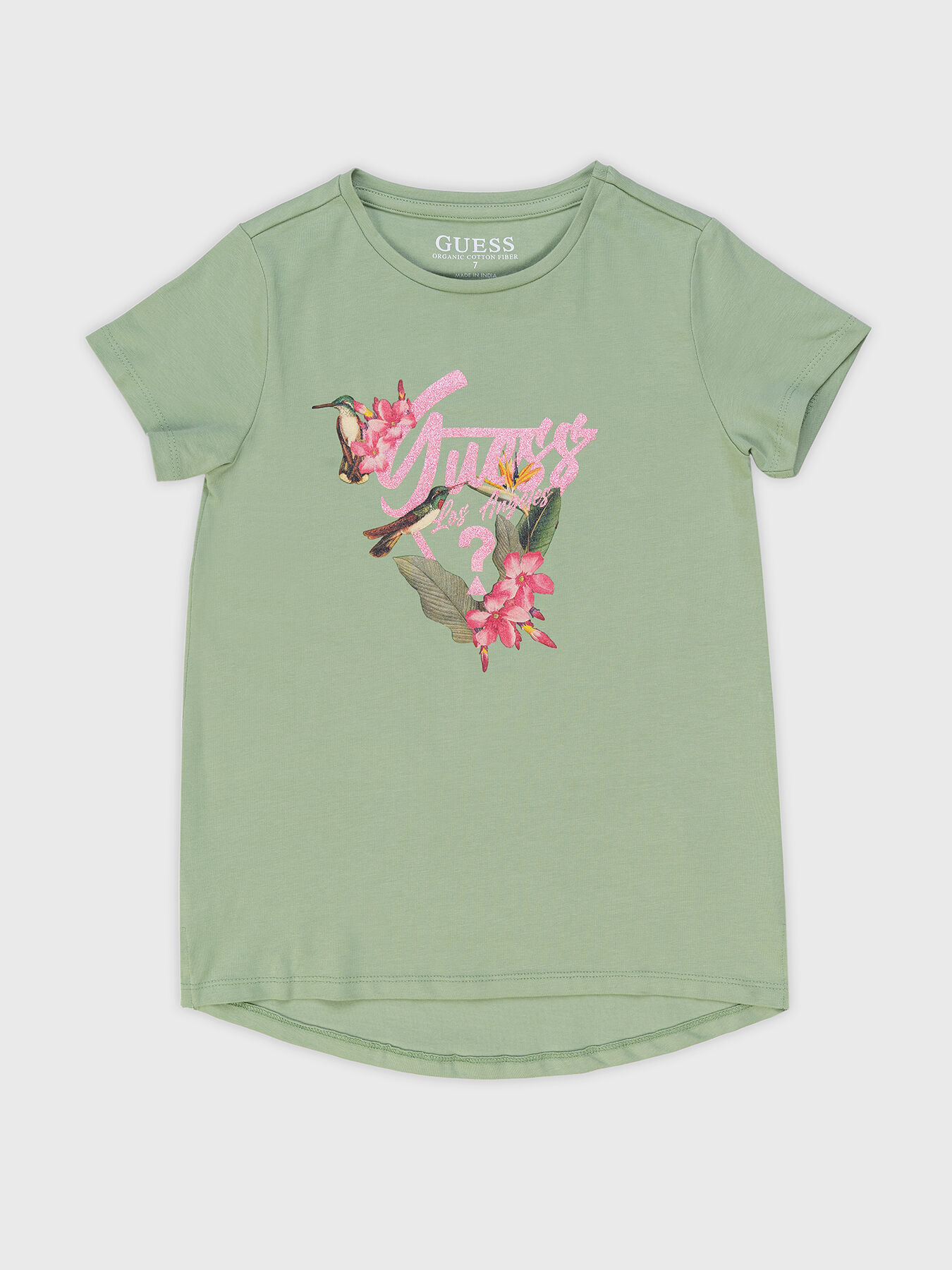 Cotton T shirt with multicolor print brand GUESS Globalbrandsstore en