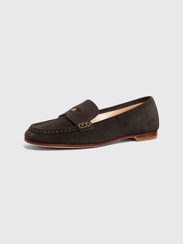Suede loafers with a gold logo - 3