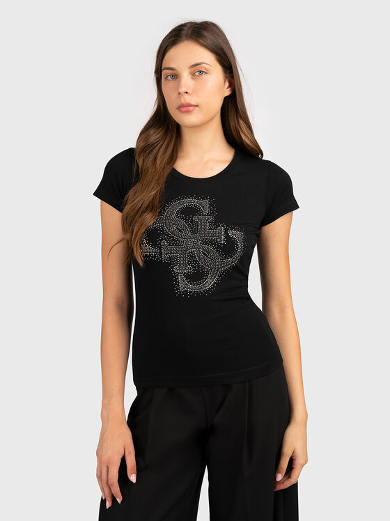 Тениска с 4G лого с апликирани кристали - 1