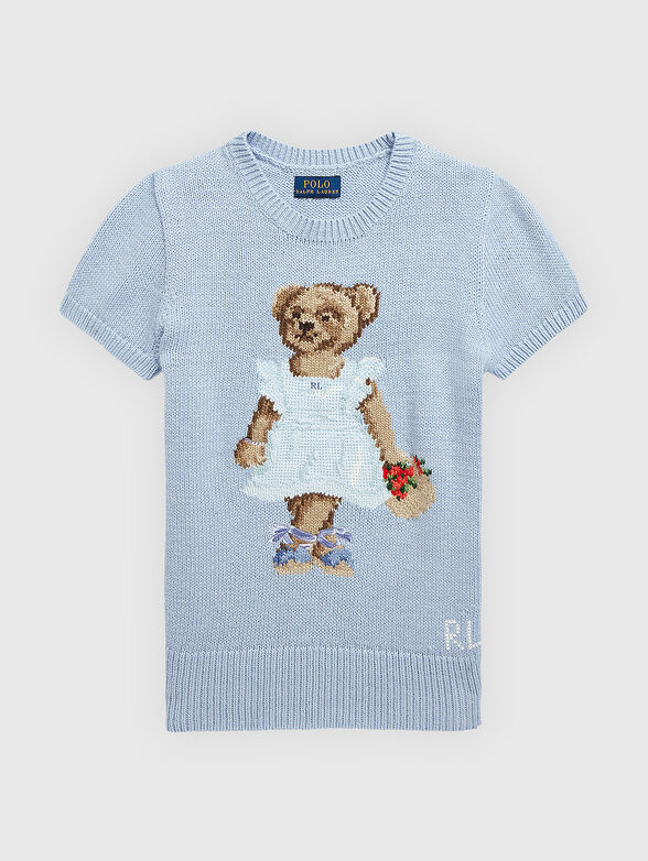 Blue cotton sweater with Polo Bear accent - 1