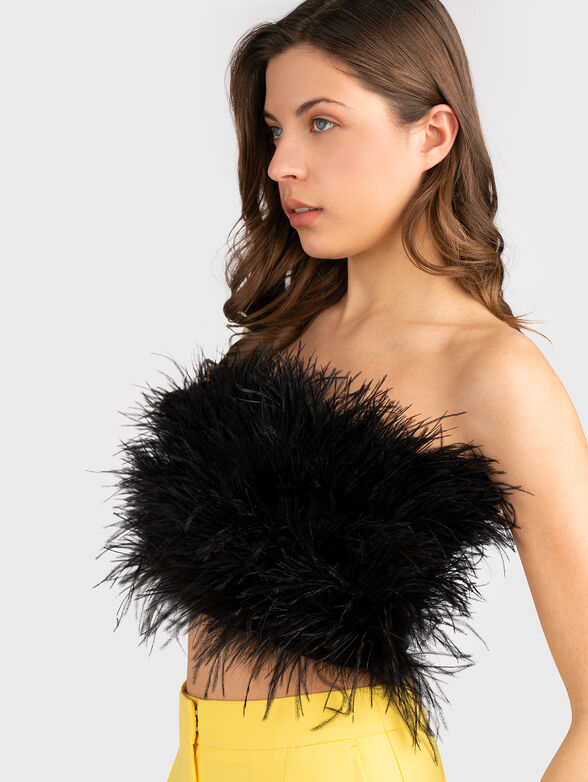 Black bandeau top with feathers - 4