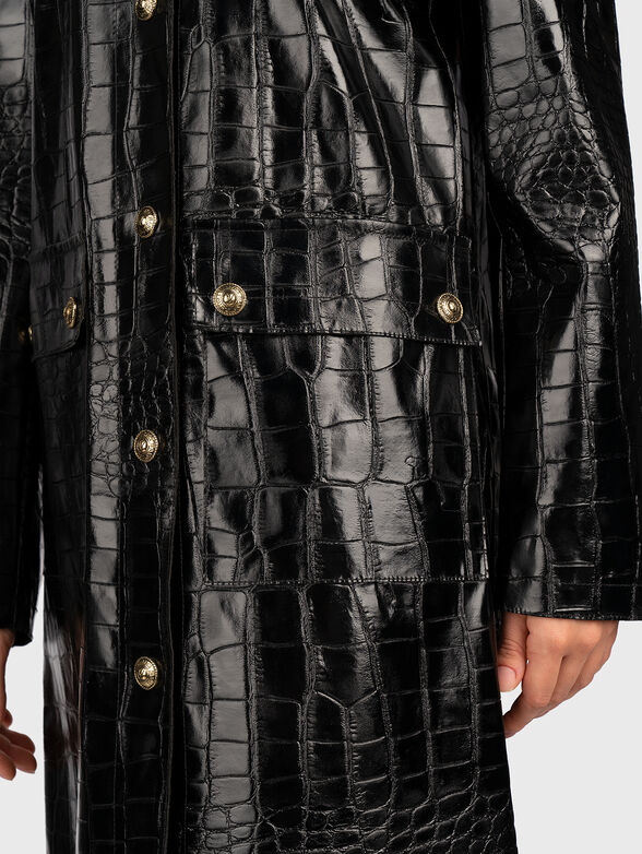 Eco leather trench with croco effect  - 4