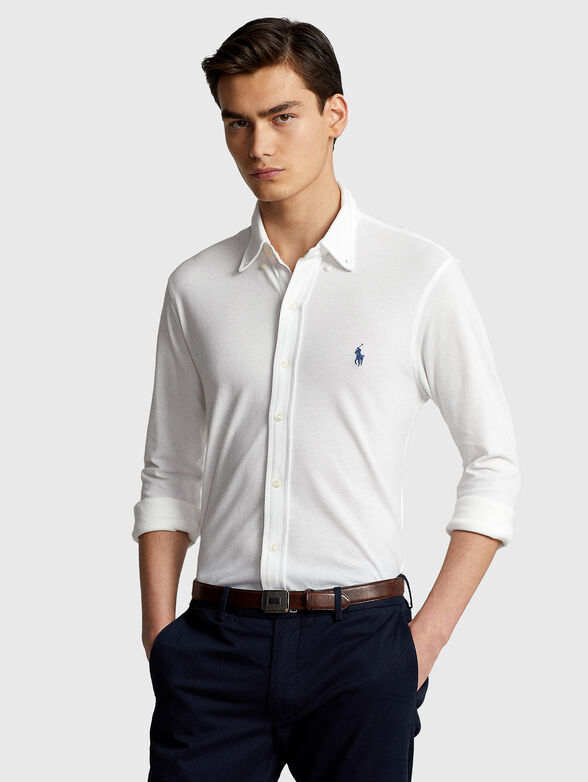 Cotton shirt with logo embroidery - 1