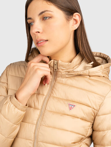 Transitional jacket with quilted effect in beige - 5