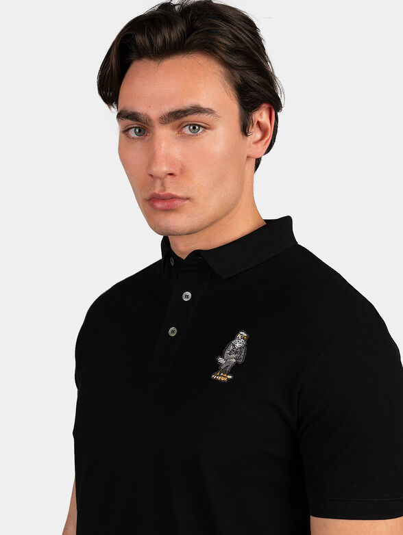 Black polo shirt with logo patch - 4