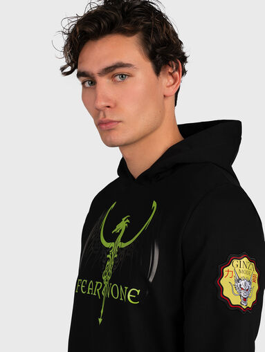 H007 Black hoodie with logo print - 3