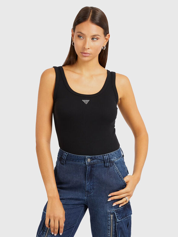 Black ripped cotton blend top - 1