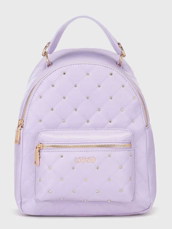 Crystal embellished backpack in beige - 1