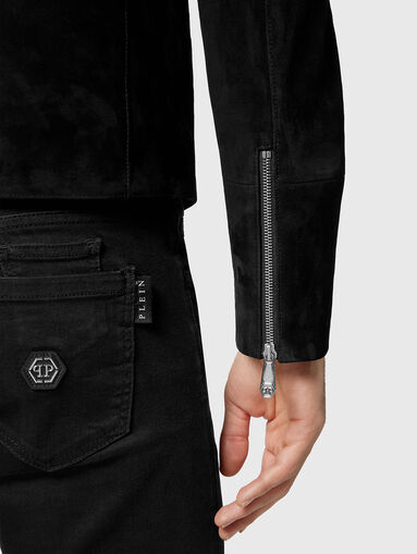 Beige suede biker jacket - 4