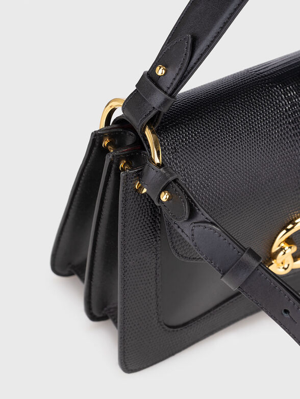 Leather bag with long strap and logo - 5