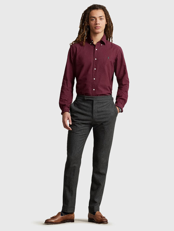 Cotton shirt in bordeaux  - 2