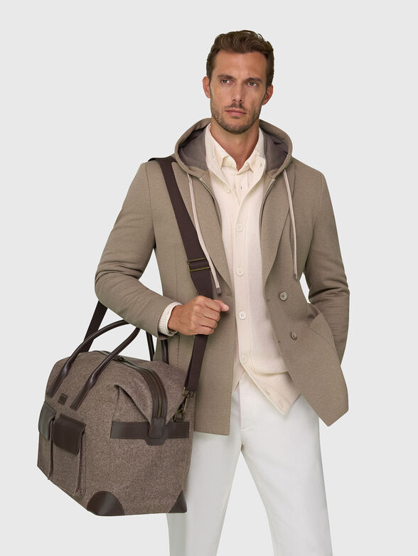 Duffle bag in leather and wool blend - 2