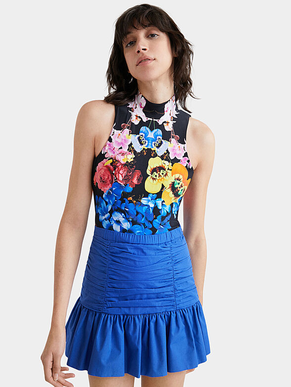 Draped skirt in blue color - 1