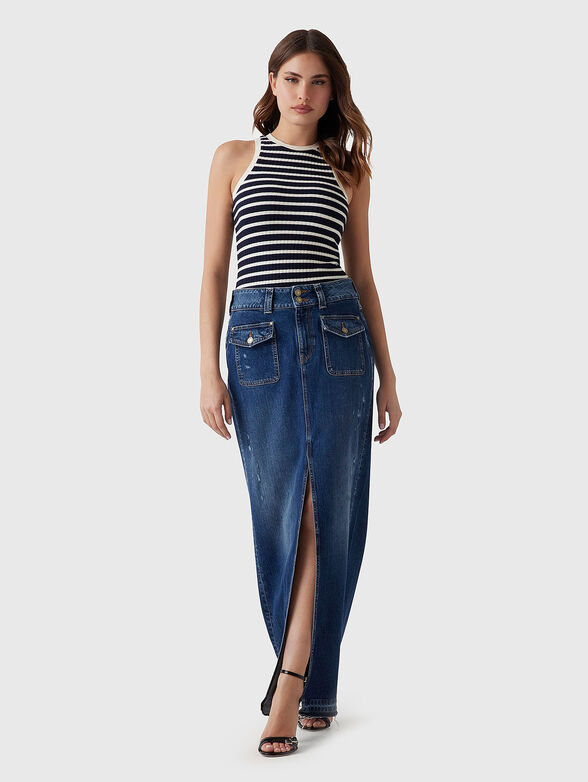 SKYLA maxi denim skirt with slit - 4