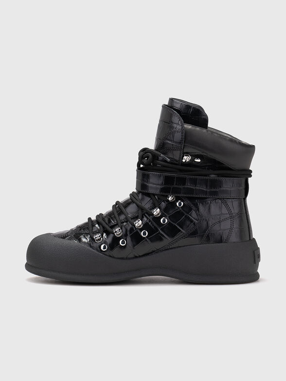 Black croc-effect boots - 4