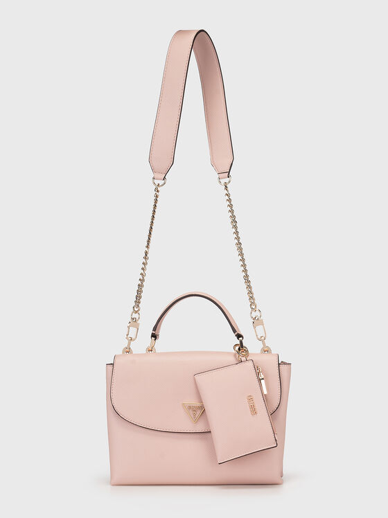 Розова кросбоди чанта с триъгълен лого детайл - 2