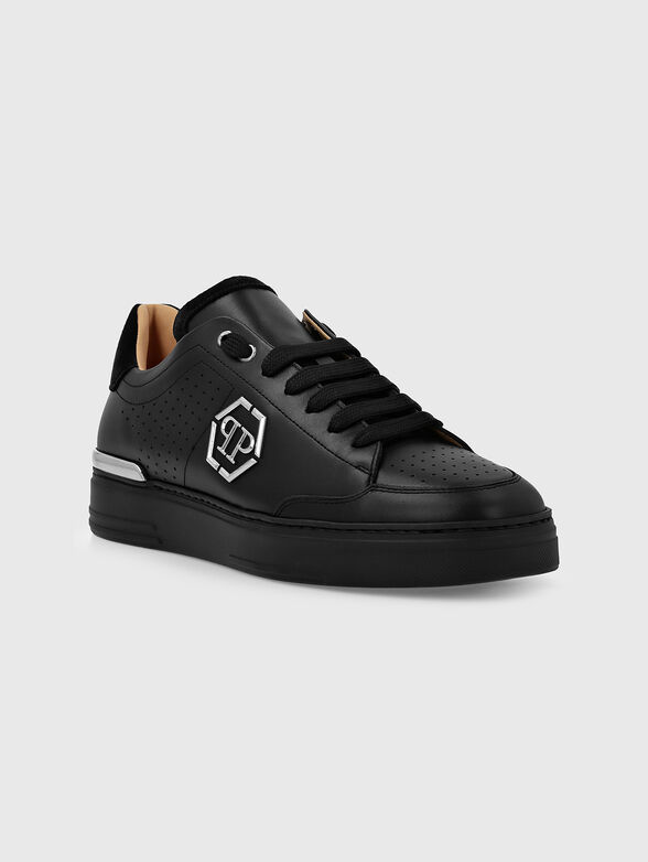 Leather sports shoes with contrasting logo - 1