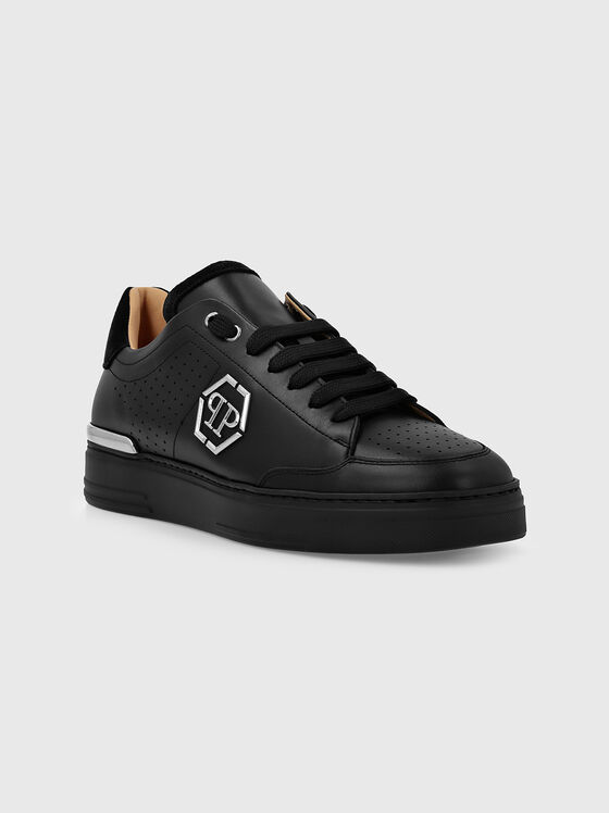 Leather sports shoes with contrasting logo - 2