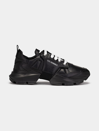 Black sports shoes with accent sole - 1