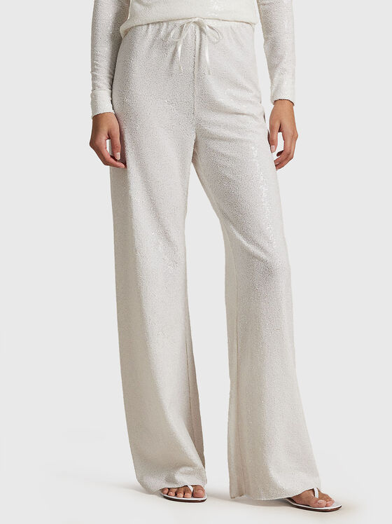 Sequined mesh wide leg trousers - 1