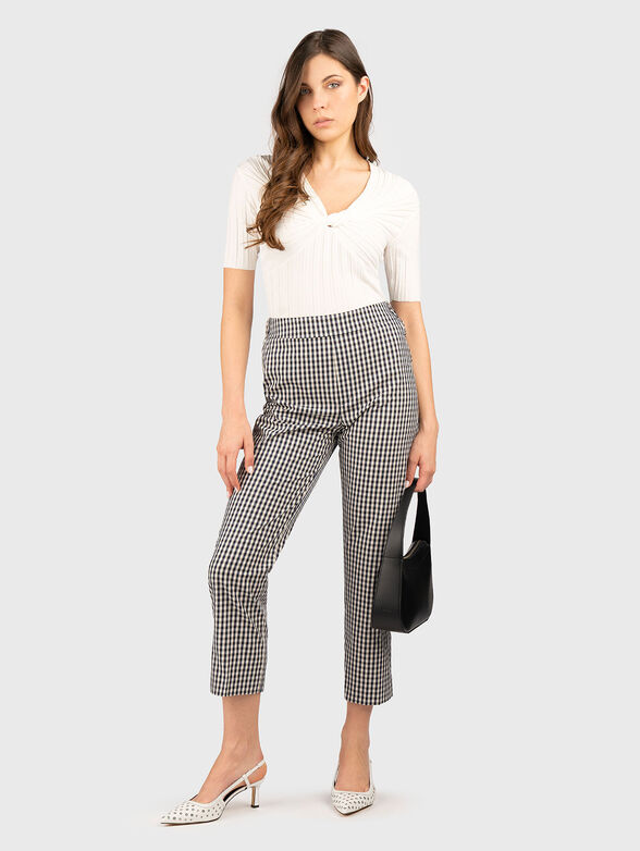 Short sleeved blouse with accent neckline - 2