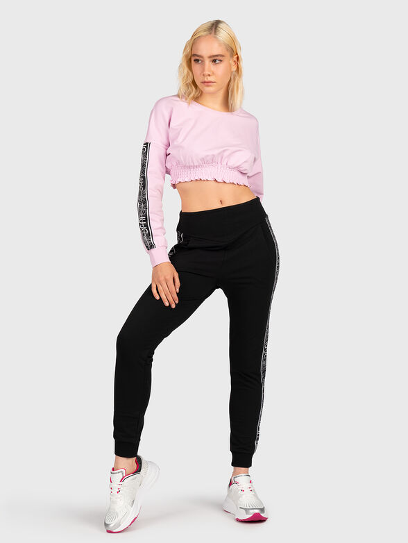 Cropped sweatshirt with applique rhinestones - 2