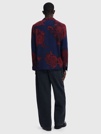 Navy blue shirt with floral print - 3