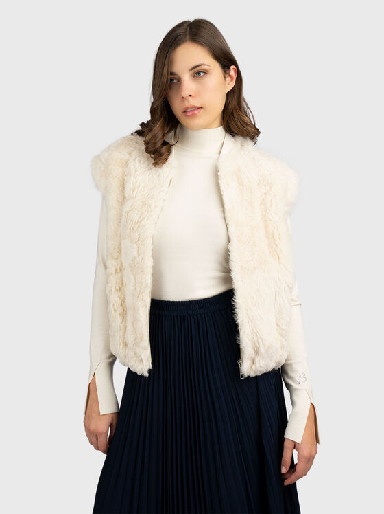 Кожен елек в цвят екрю - 1