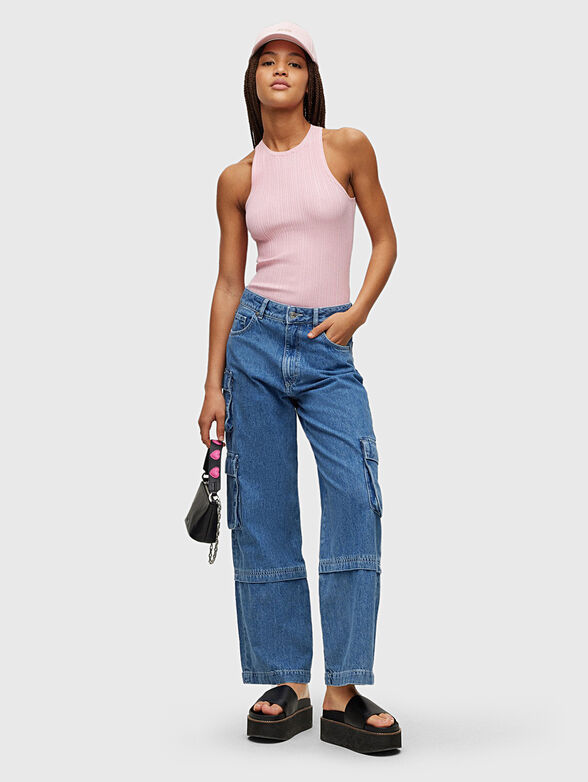 Black ribbed viscose blend top - 2