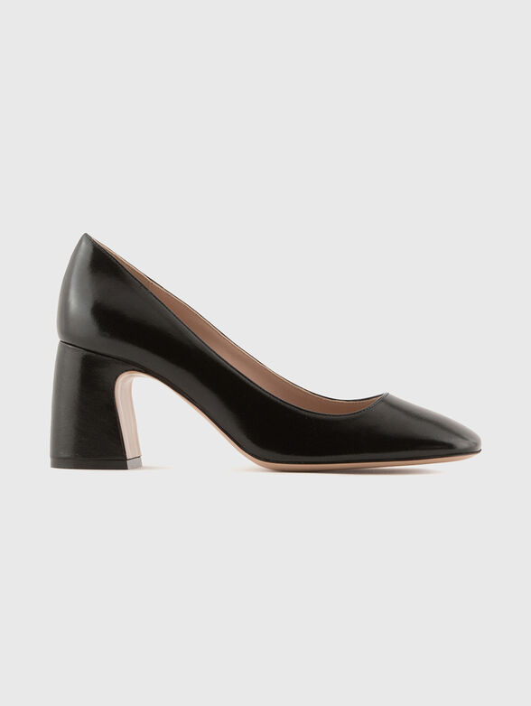 Black leather heeled shoes - 0