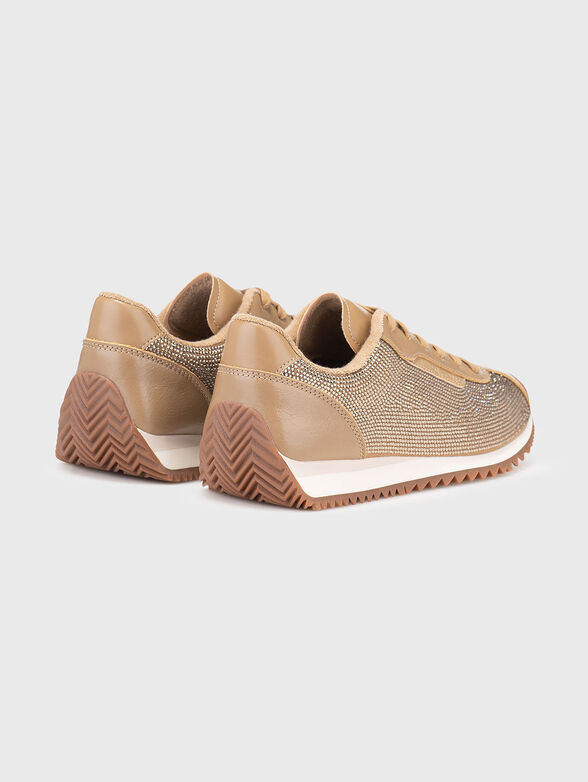 Leather sports shoes with rhinestones - 3