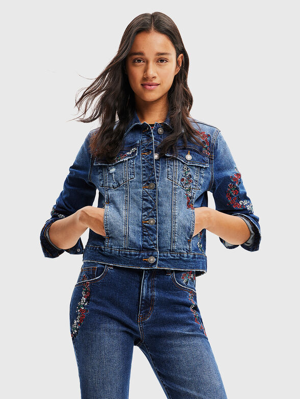 Denim embroidered jacket  - 1