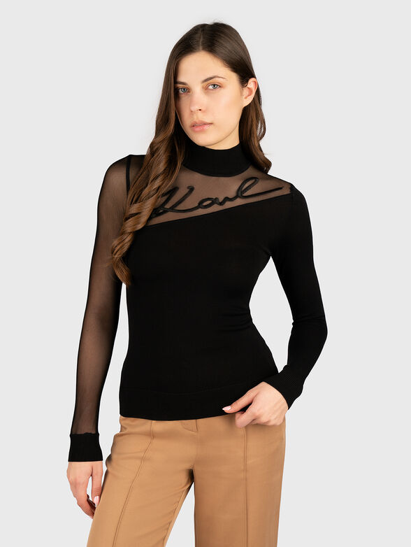 Blouse with sheer effect and logo - 1