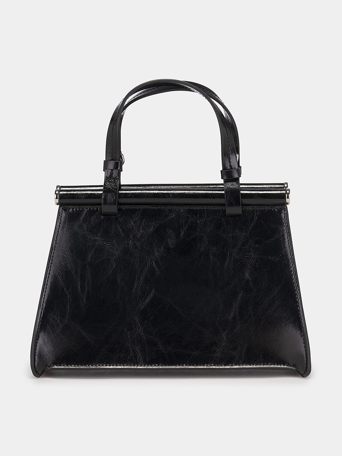Black leather bag with cracked effect brand TRUSSARDI