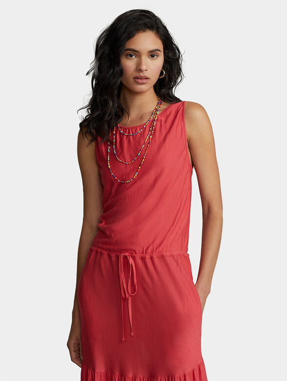 Red maxi dress with ties - 3