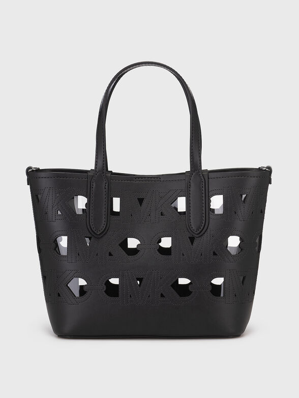 Perforated logo-detail handbag in black  - 1