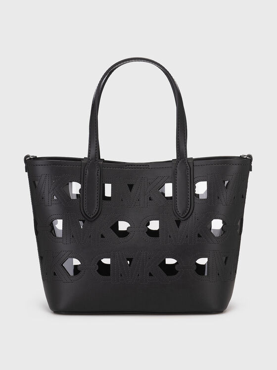 Perforated logo-detail handbag in black  - 1