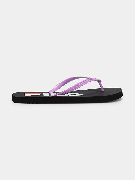 Черни плажни обувки с лилави каишки TROY - 1