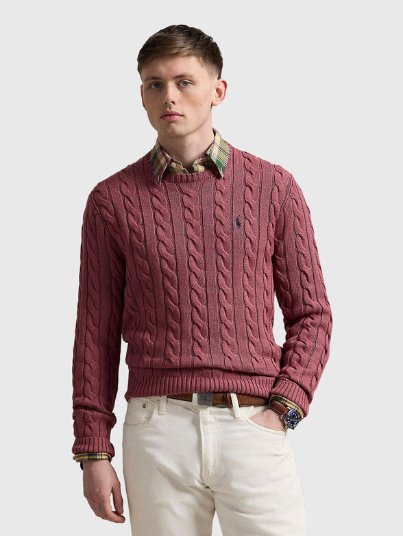 Knitted sweater with logo embroidery - 1