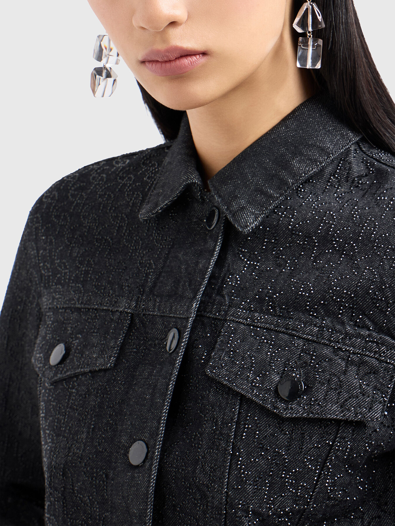 Denim jacket with rhinestones brand EMPORIO ARMANI