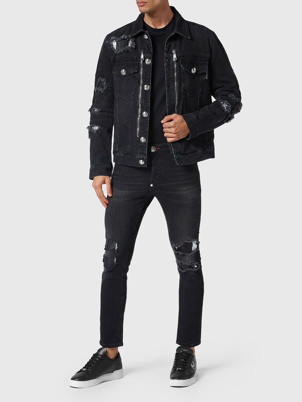 Denim jacket with snake accents  - 2