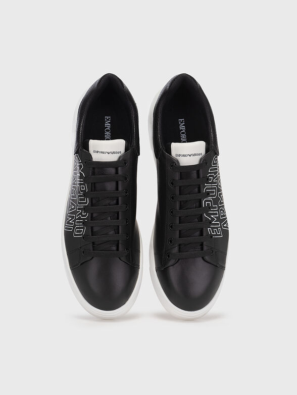 Sports leather shoes with logo print - 6