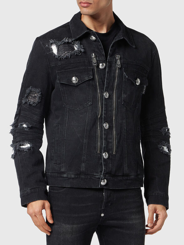 Denim jacket with snake accents  - 1