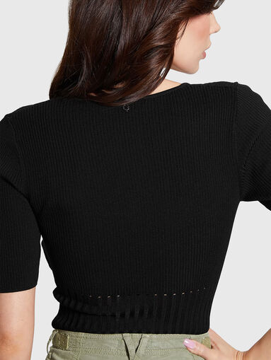 Knitted V-neck blouse - 4