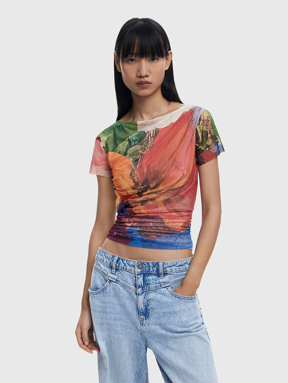 T-shirt with chiffon - 1