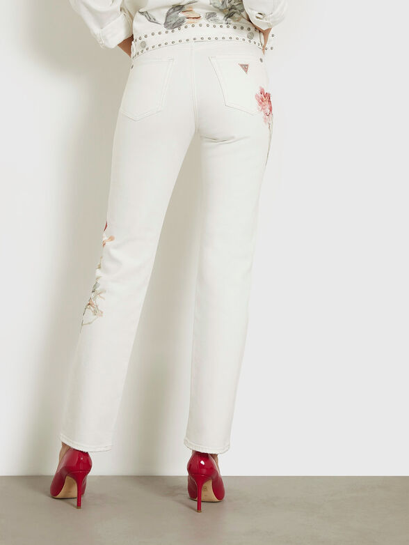 GIRLY white jeans with floral patterns - 2