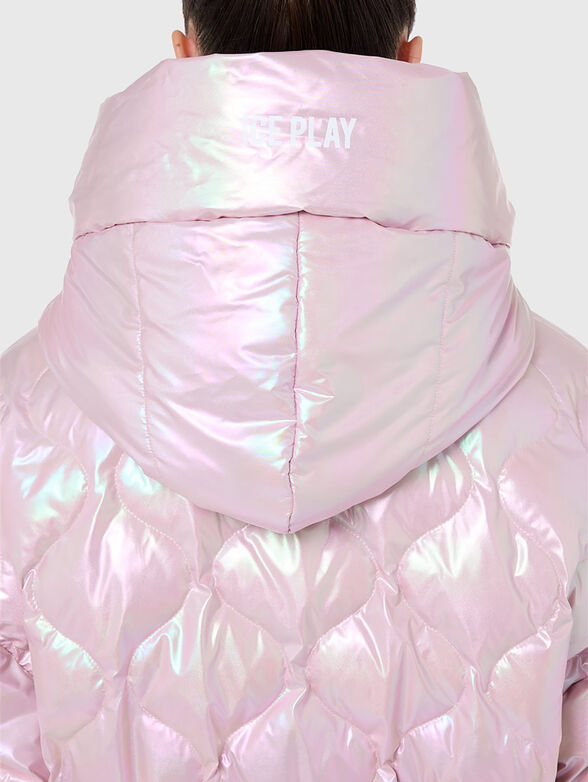 Shiny pink down jacket  - 5
