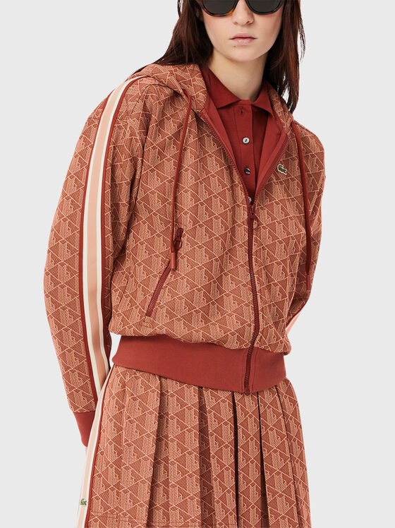 Кафяв суитшърт с монограмен лого принт - 1